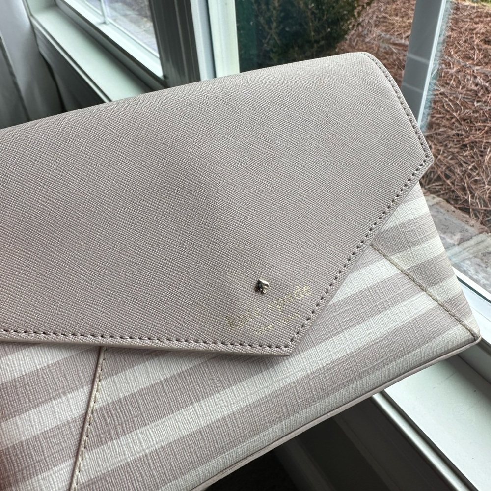 Kate Spade Flap Crossbody in White and Cream Stripe